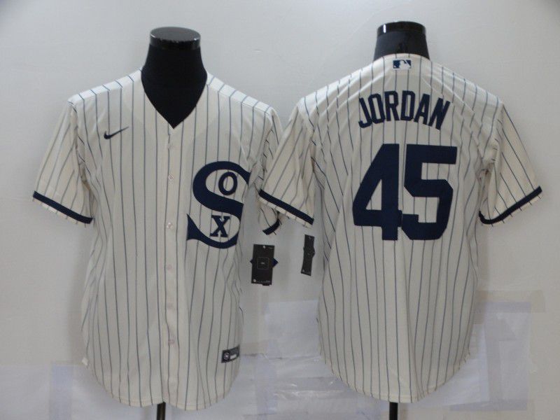 Men Chicago White Sox #45 Jordan Cream stripe Dream version Game Nike 2021 MLB Jerseys